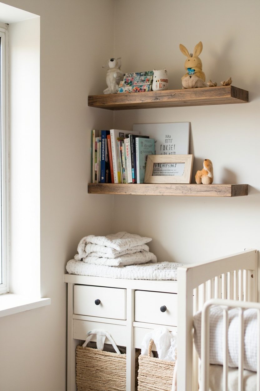 Rustic floating shelves for books