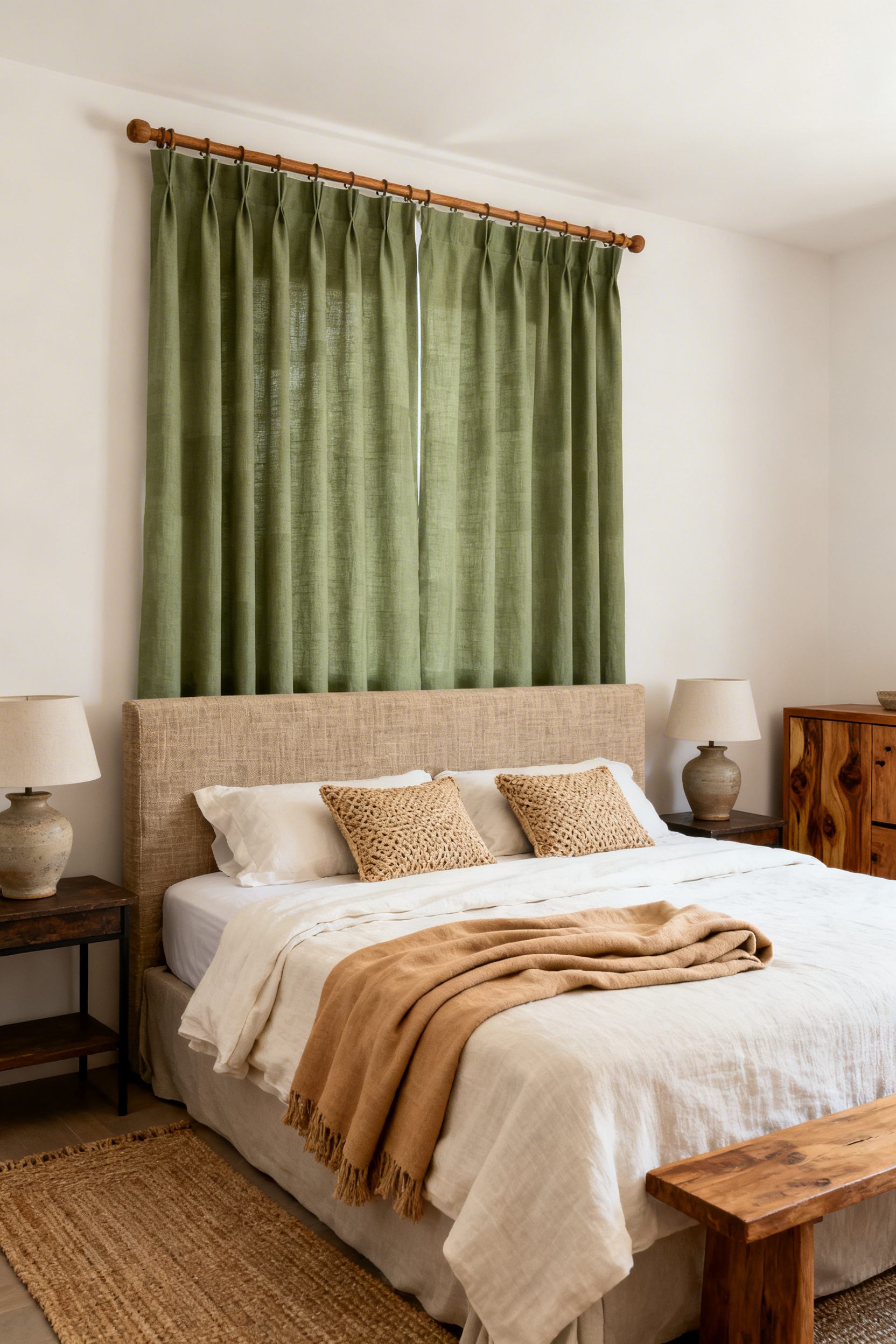 Sage Green Block Curtains