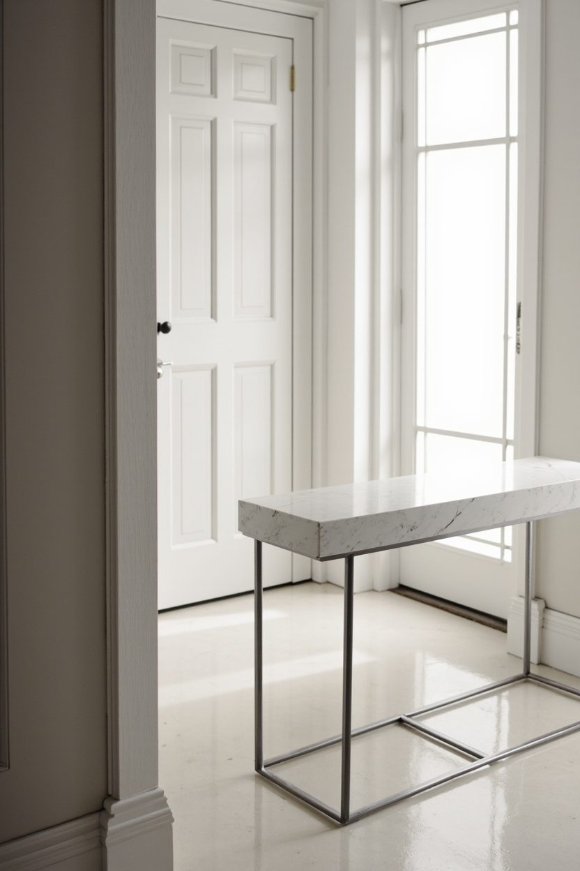 Slim Marble Thin Entryway Table