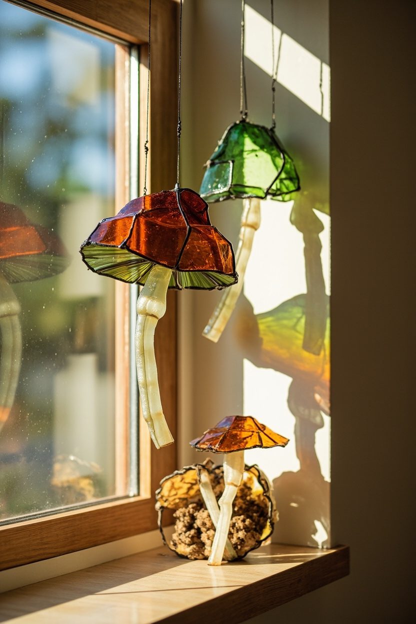 Stained Glass Mushroom Suncatchers