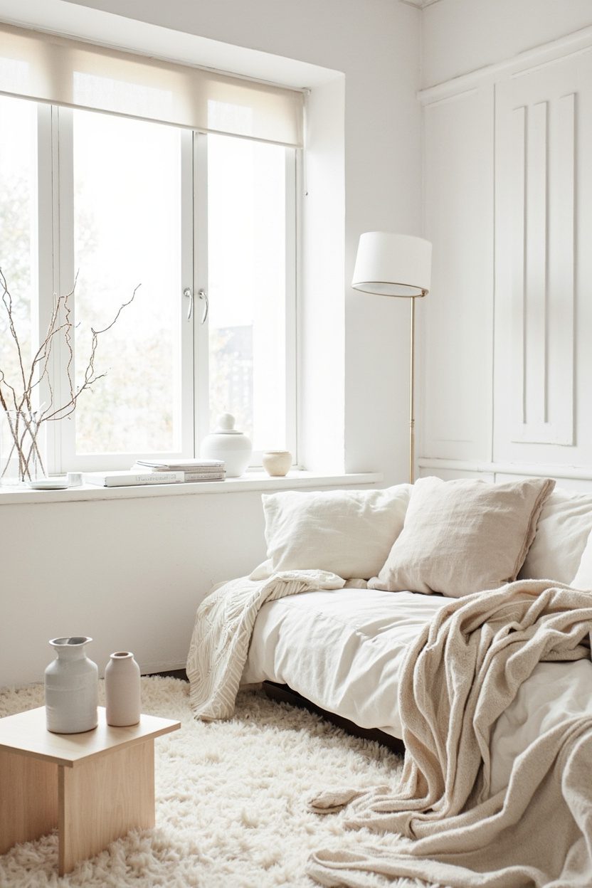 Stark white softened with creams