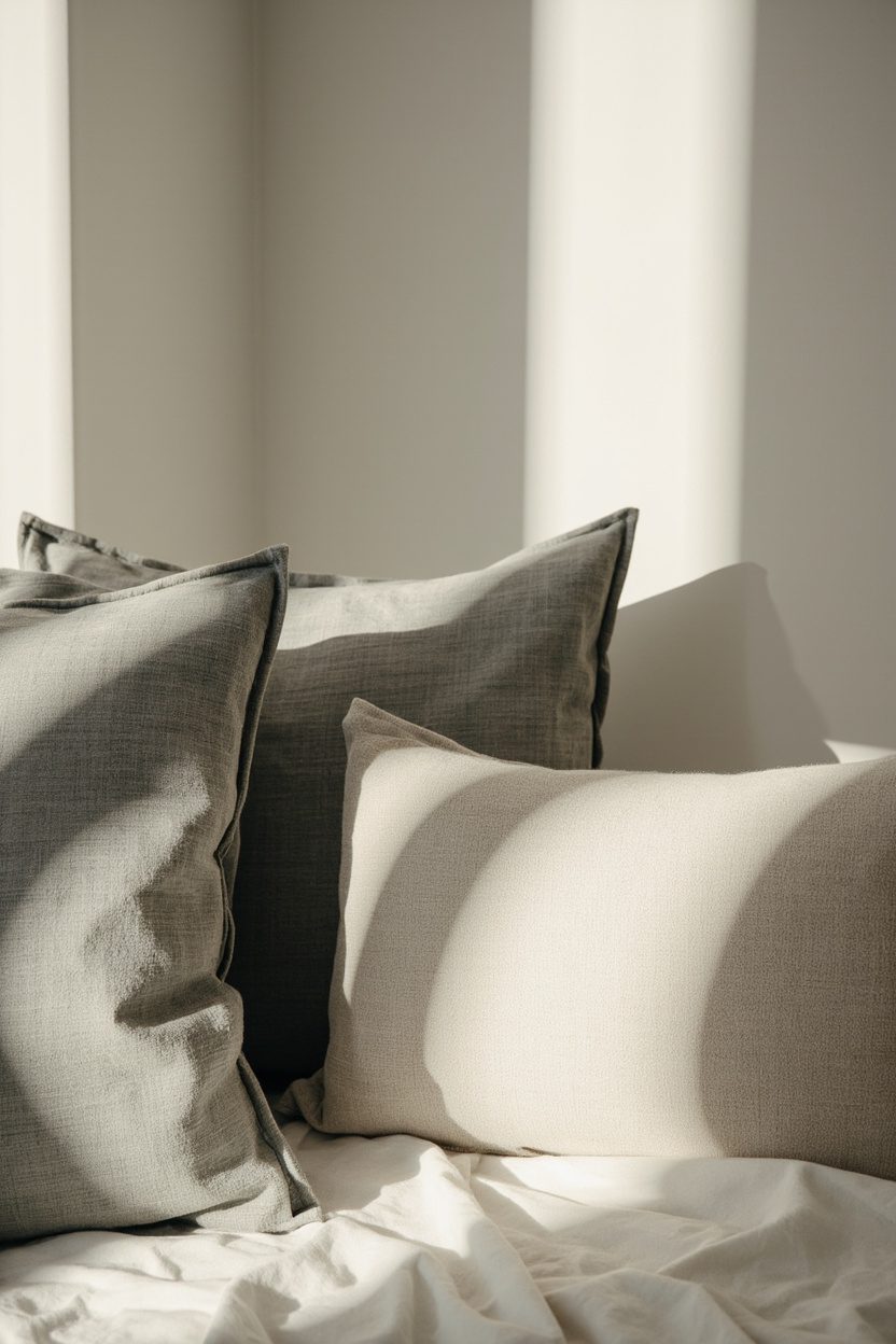 Stone-Hued Pillows with Knife Edge