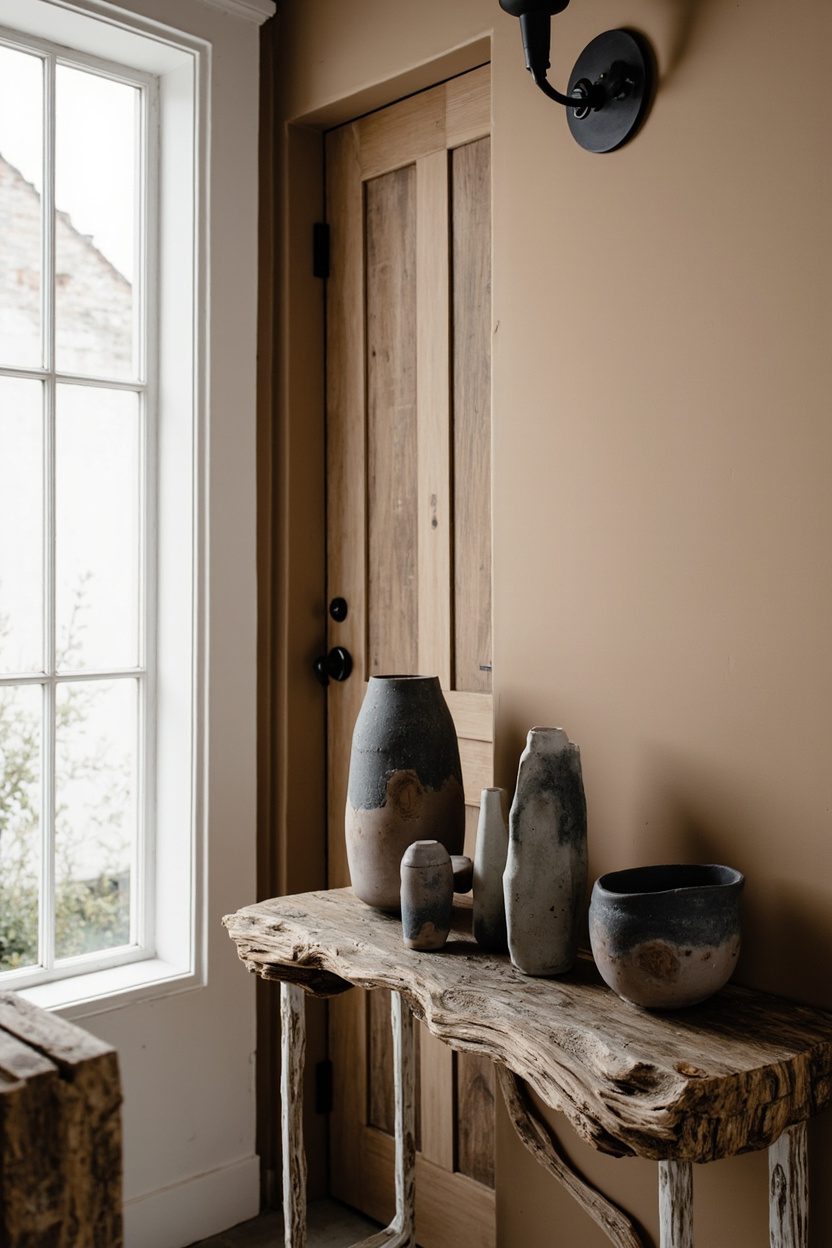 Stoneware Accents on Rustic Table