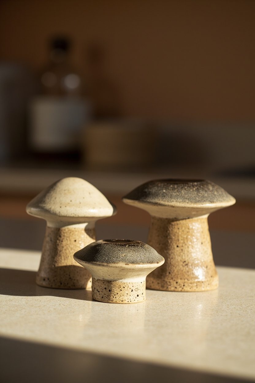 Stoneware Mushroom Salt Cellars