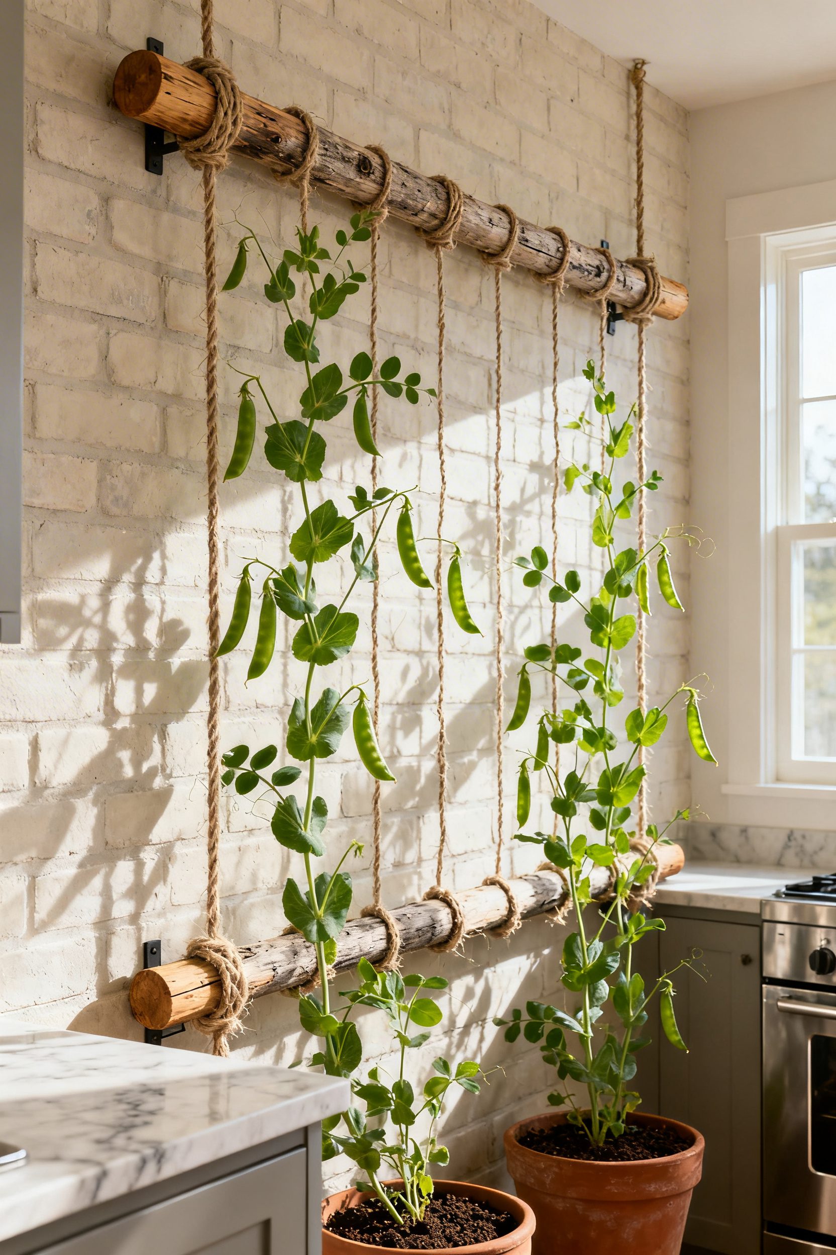 String-and-Dowel Pea Fence