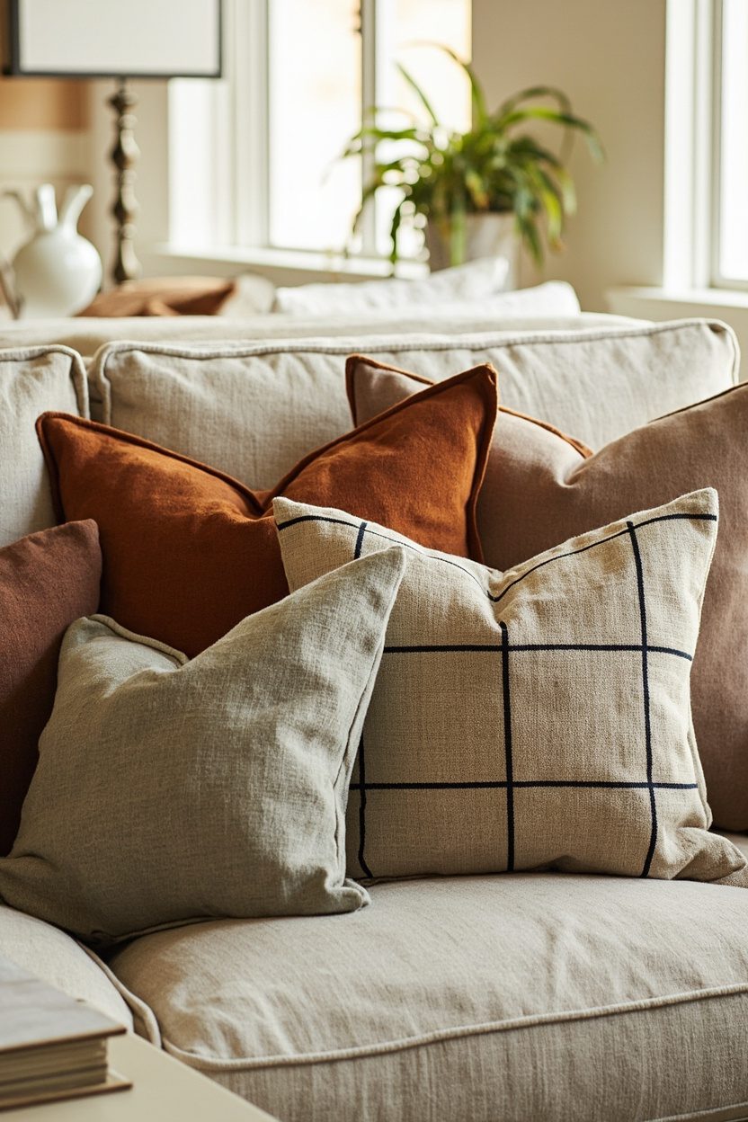 Terracotta and Taupe Grid Set