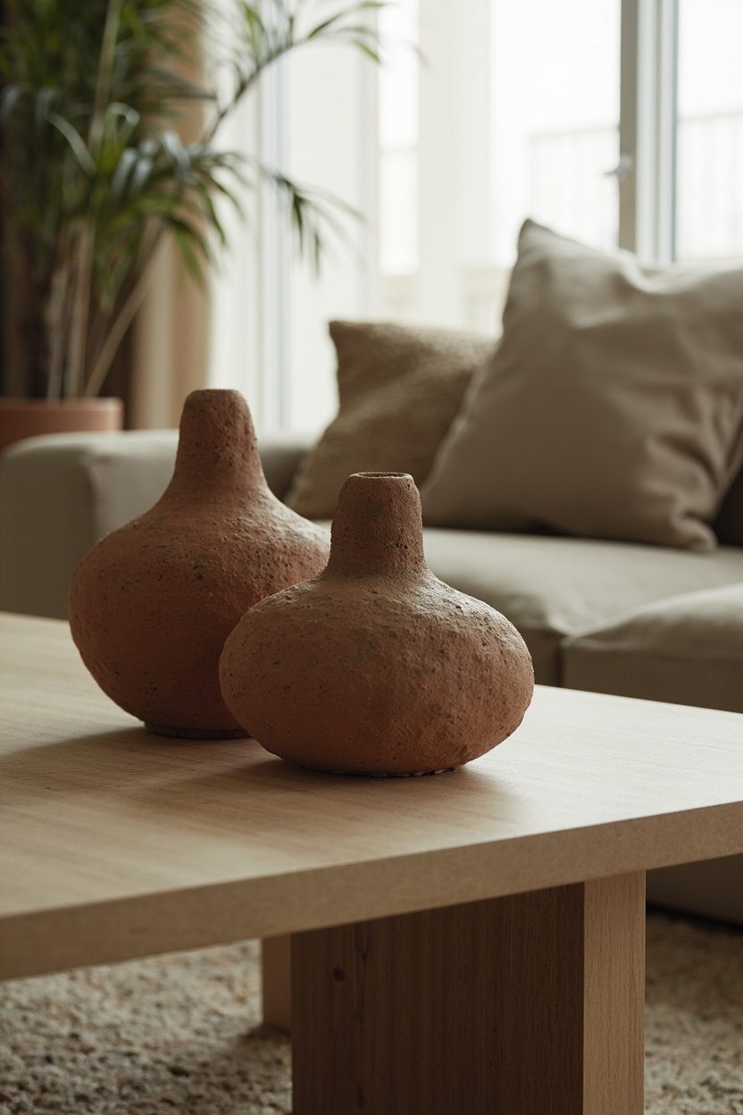 Textured Terracotta Object Pairing