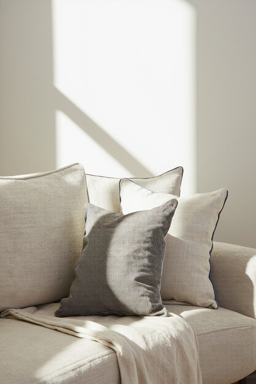 Thin Striped Pillows, Soft Graphite