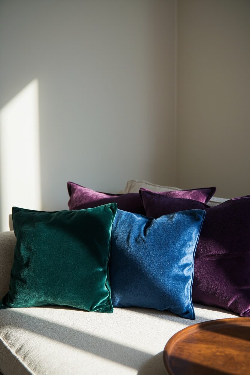 Velvet Jewel-Tone Pillows Mix