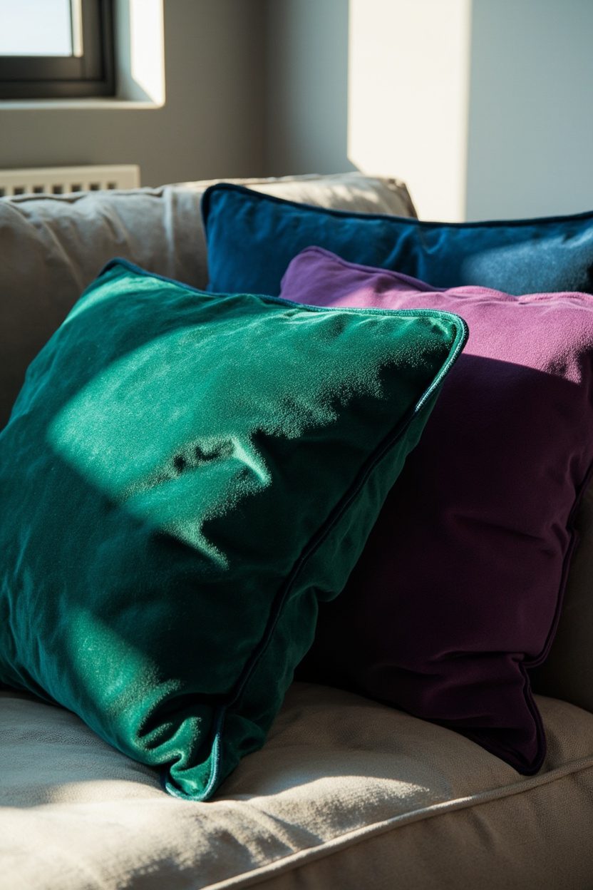 Velvet Jewel-Tone Statement Pillows
