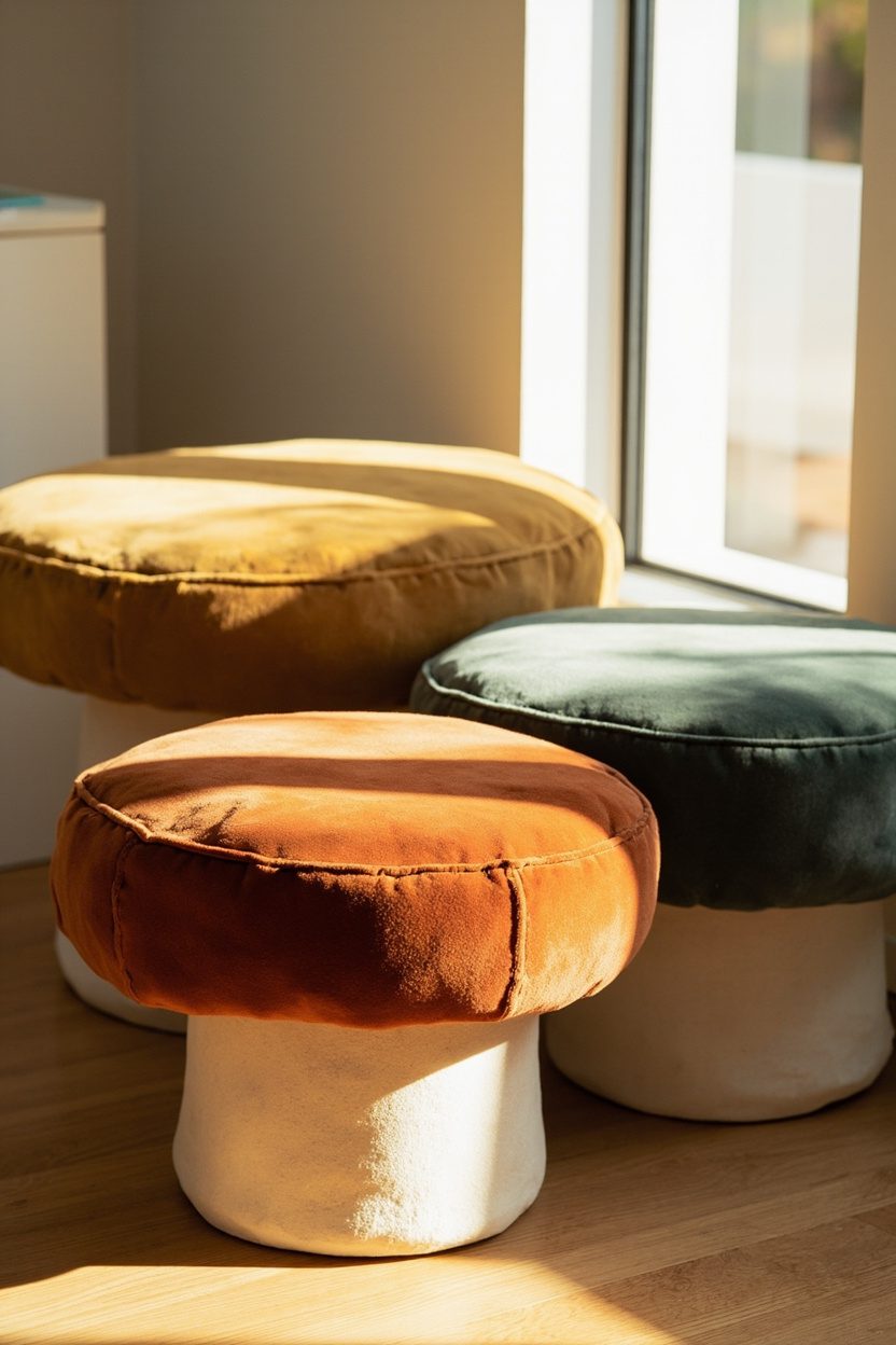 Velvet Mushroom Pouf Ottomans