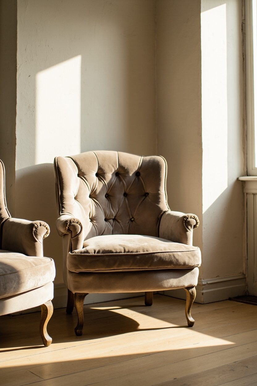 Velvet Upholstered Accent Chairs