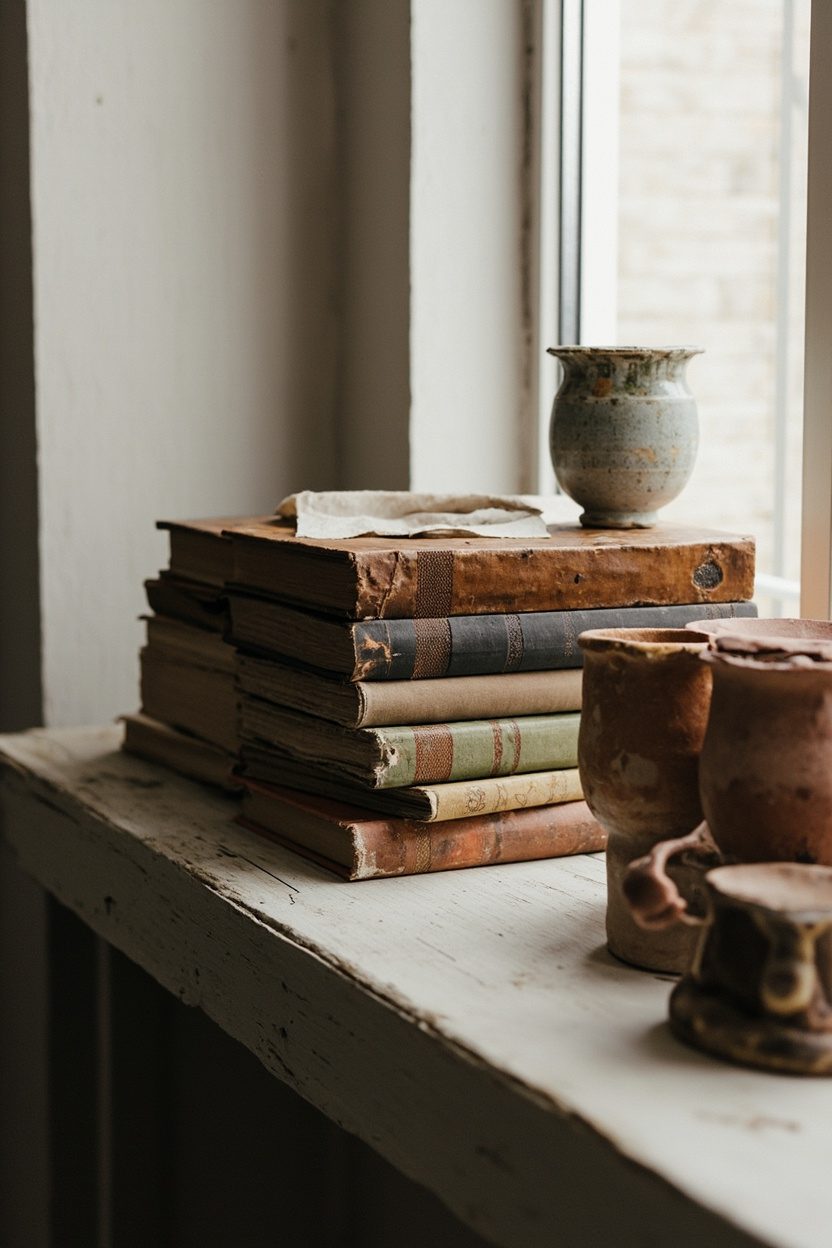 Vintage books and pottery styling