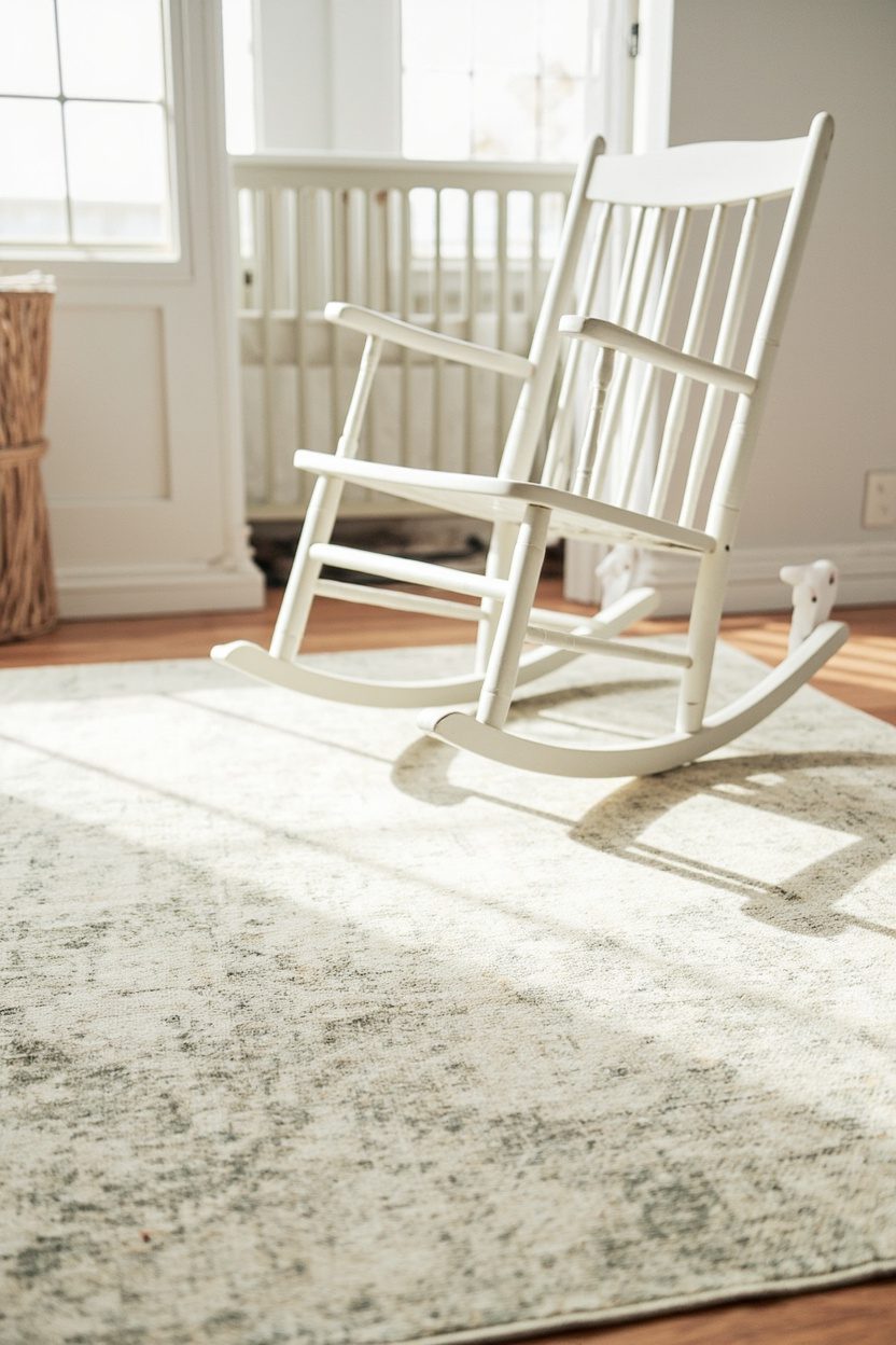 Vintage rug under the rocker