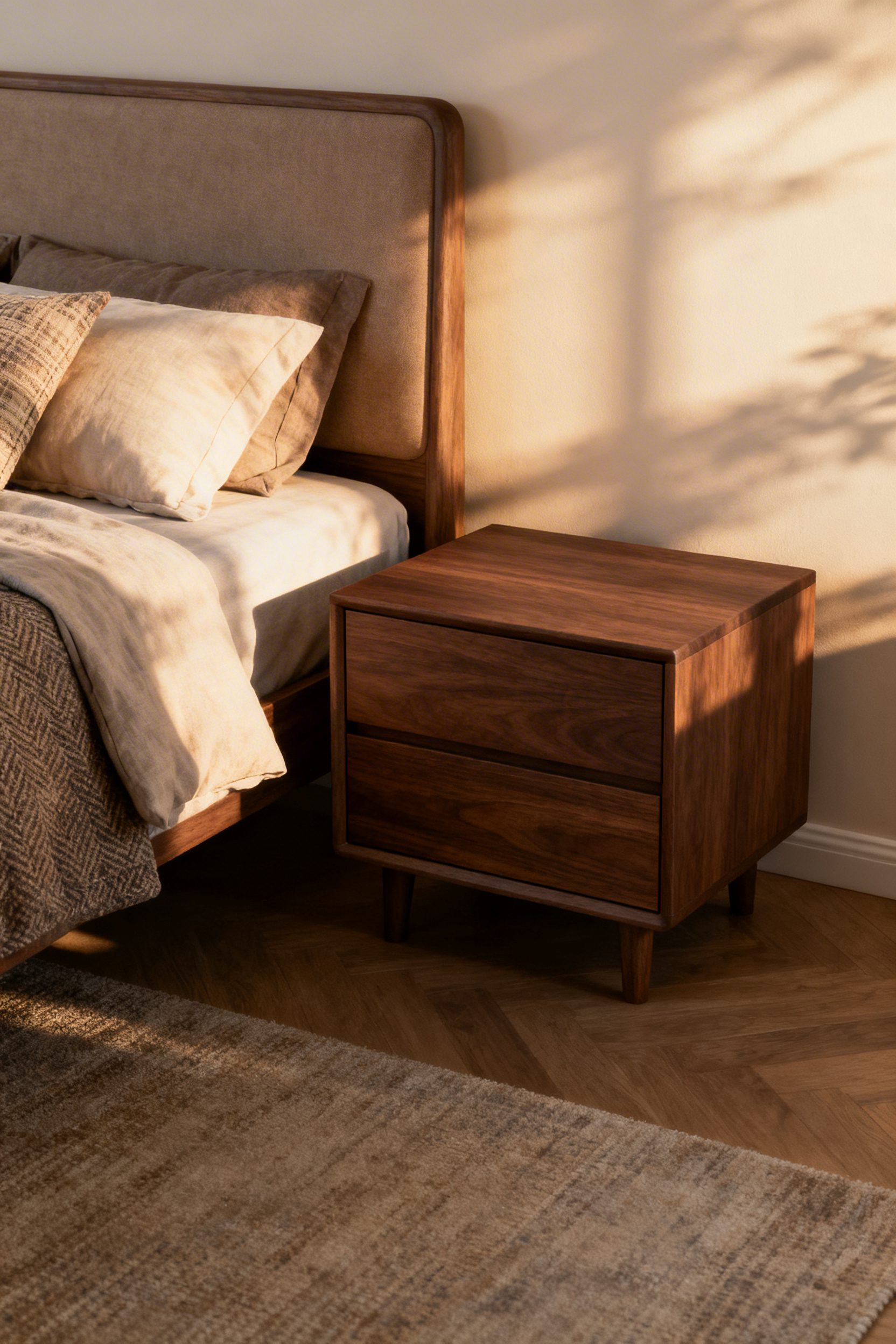 Walnut Nightstands, Matte Finish