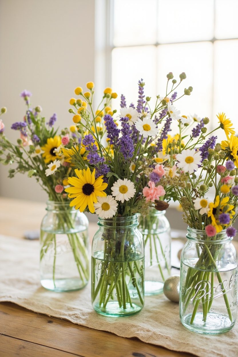 Wildflower Mason Jars