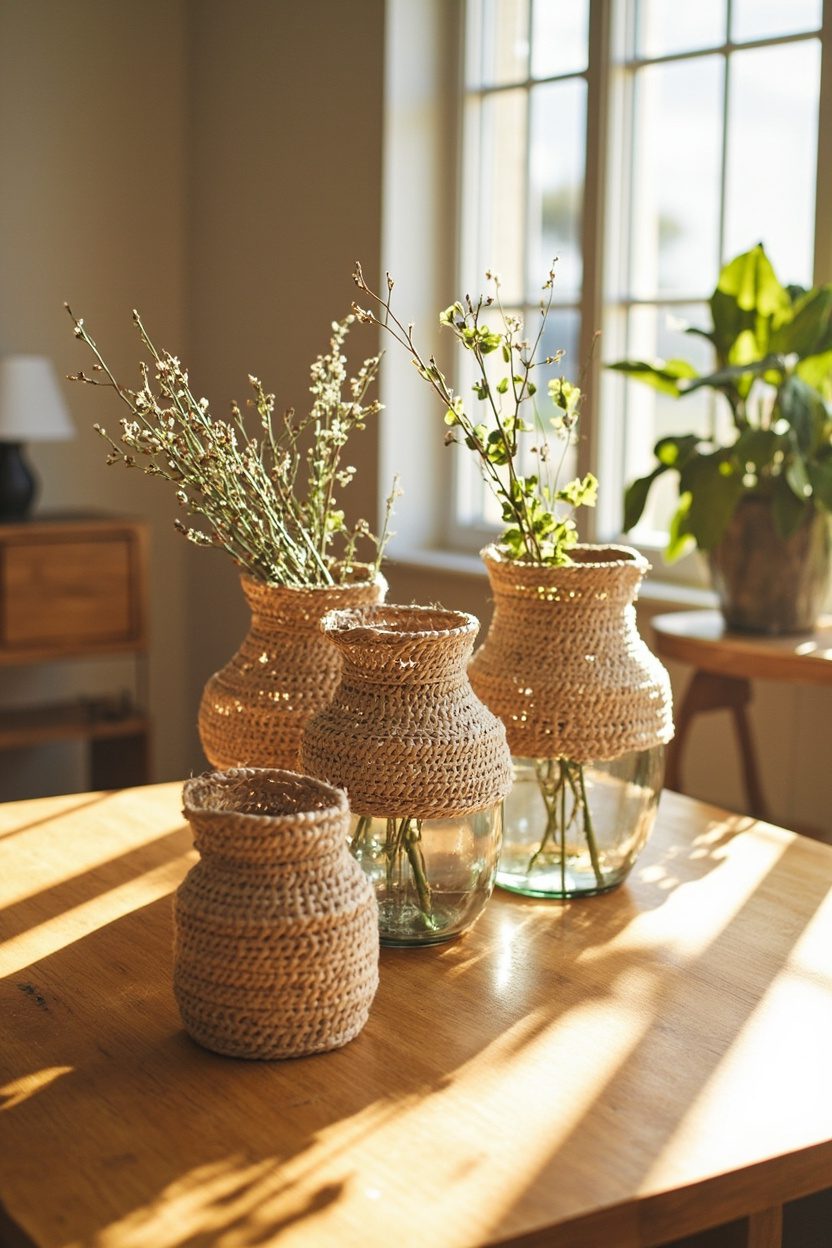 Woven Basket Vase Covers for Tables