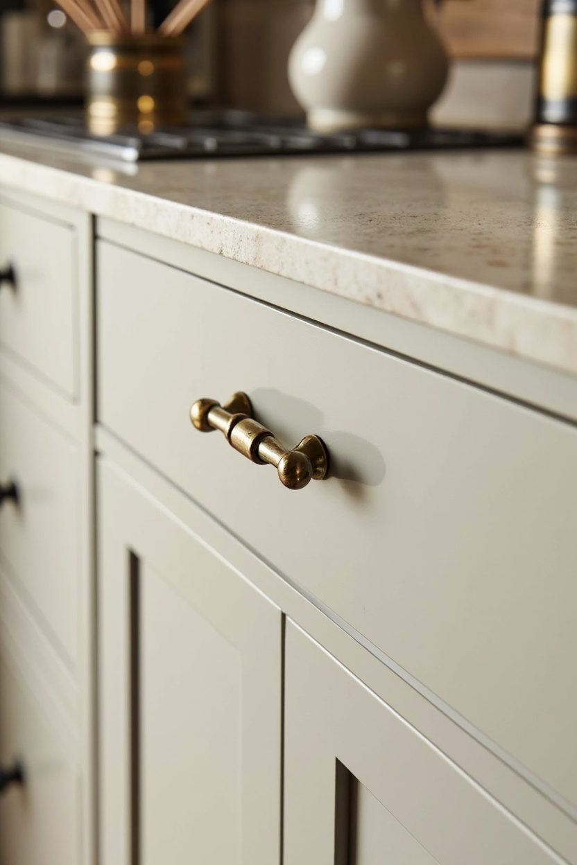 Antique brass bin pulls