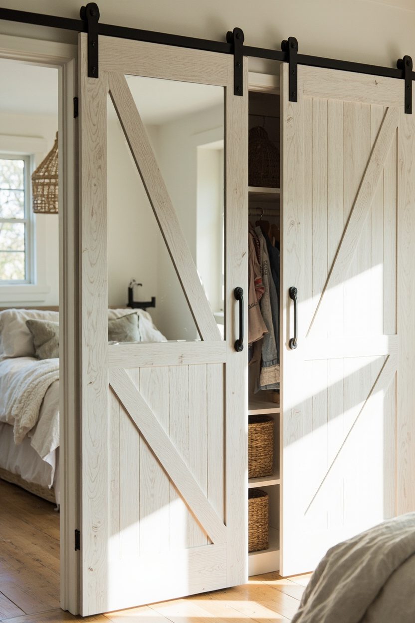 Barn Door Closet with Mirrors