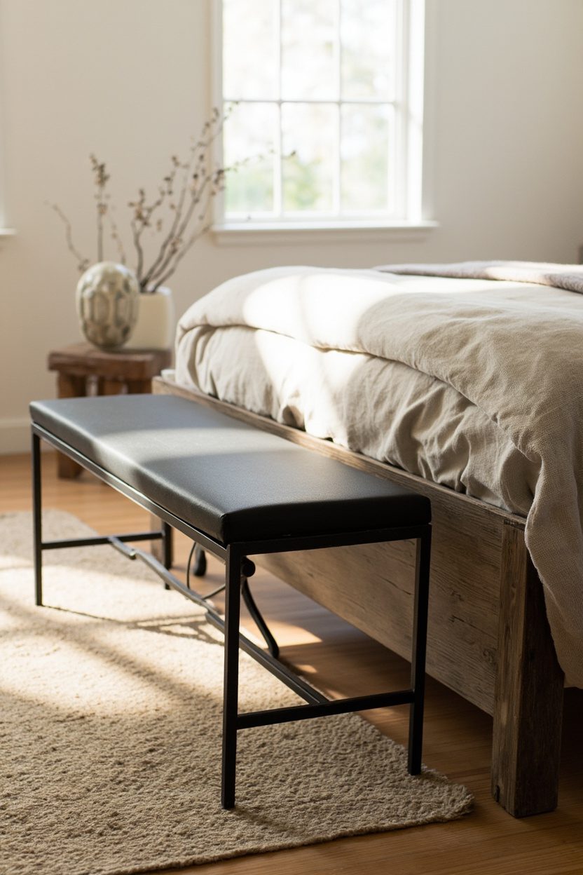 Black Iron Bench at Footboard