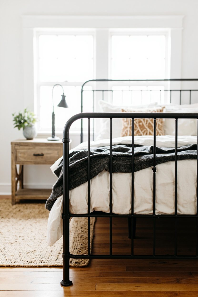 Black Metal Bed with Spindle Detail