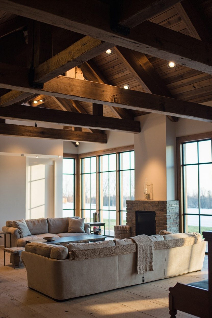 Box Beams with Recessed Lighting
