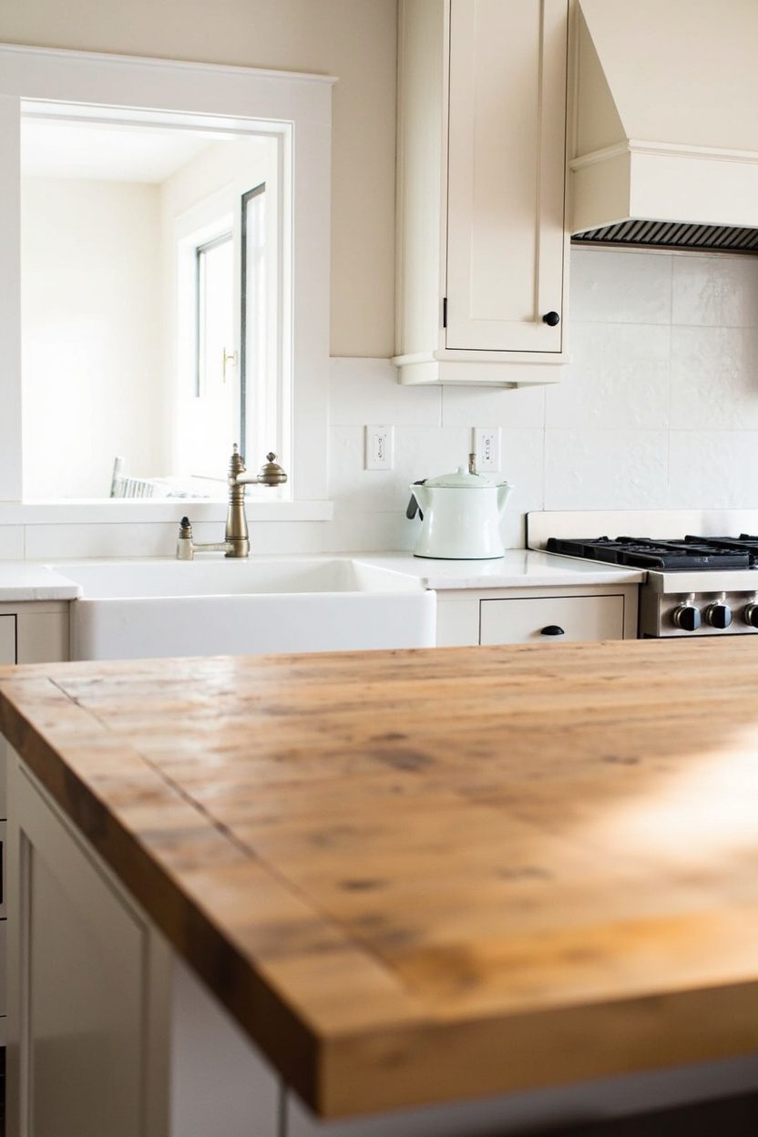 Butcher Block Peninsula for Small Kitchens