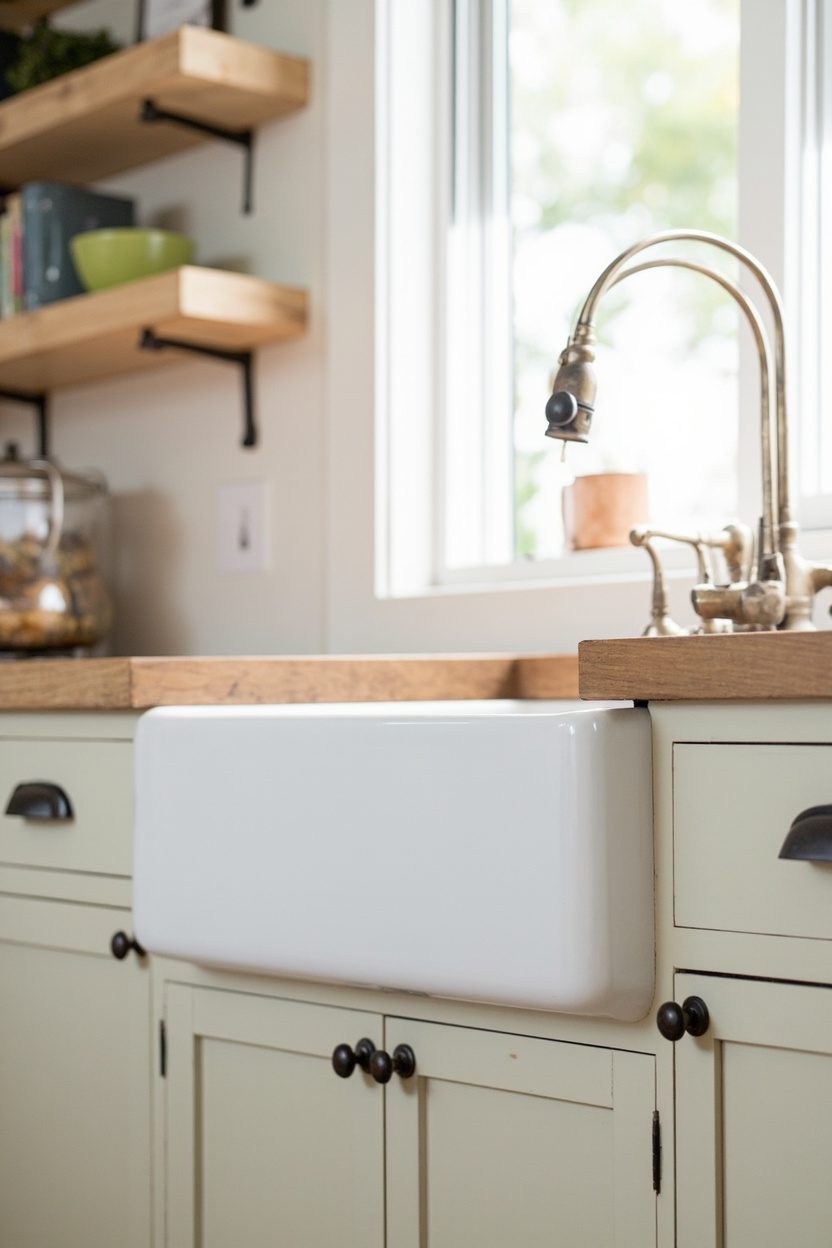 Ceramic Button Knobs, Farmhouse Sink