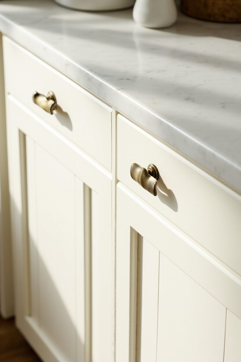 Creamy Cabinetry with Bin Pulls