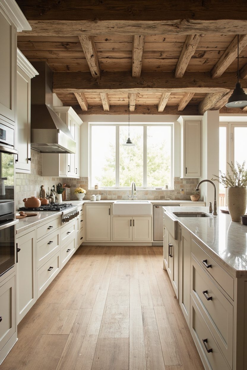 Farmhouse Open Plan Kitchen Warm Neutrals