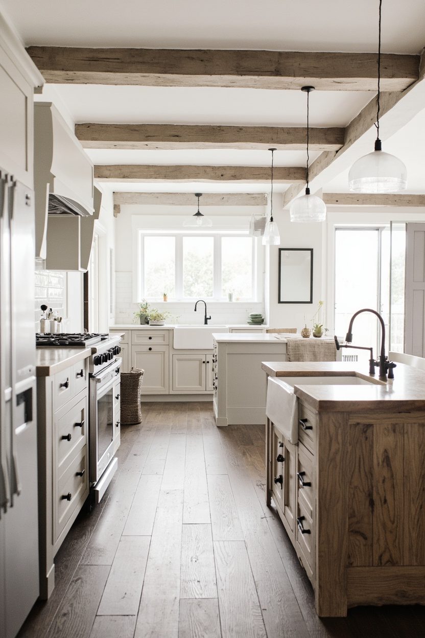Farmhouse Open Plan Kitchen With Island
