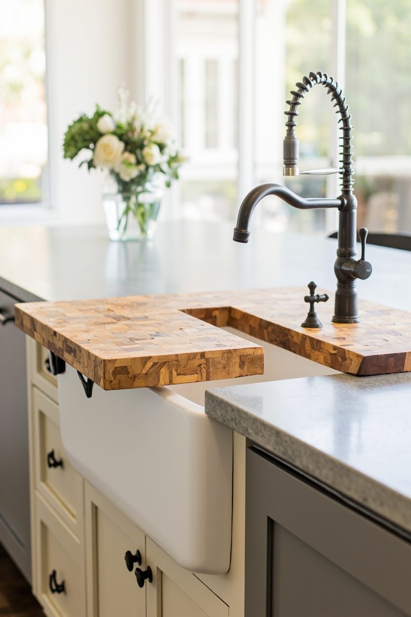 Farmhouse Sink with End-Grain Block