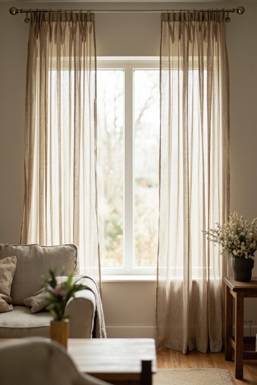 Flax Curtains with Clip Rings