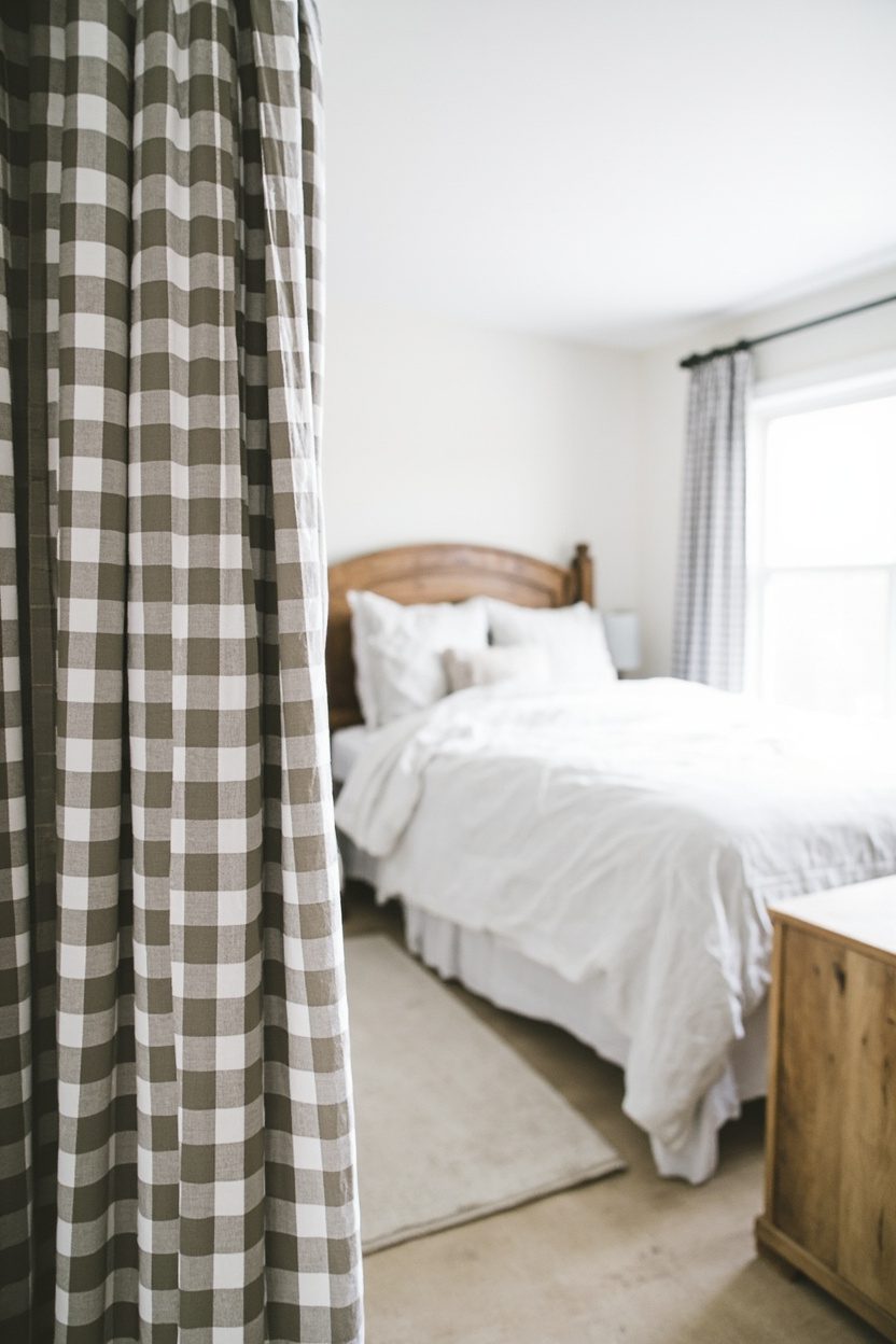 Gingham Drapes with Blackout Lining