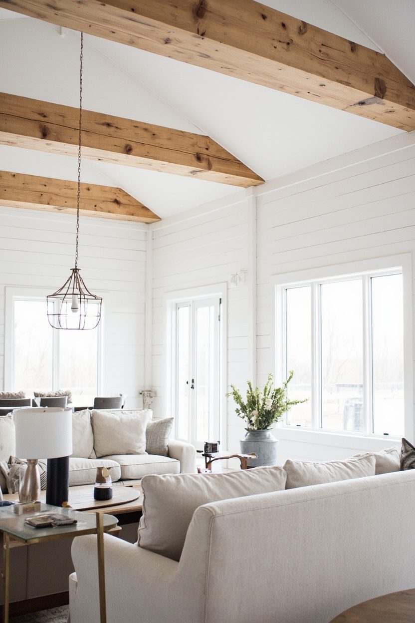 Light Oak Beams with Shiplap