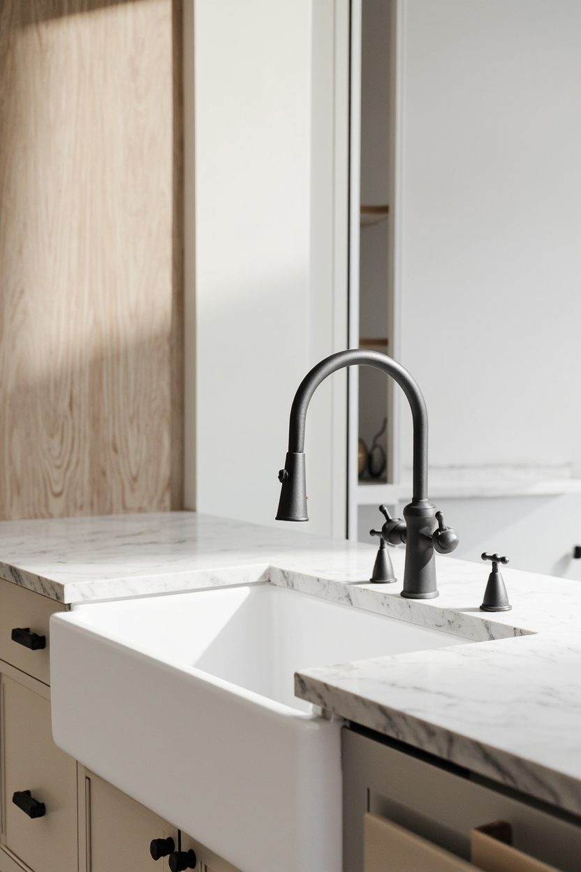 Matte black bridge faucet