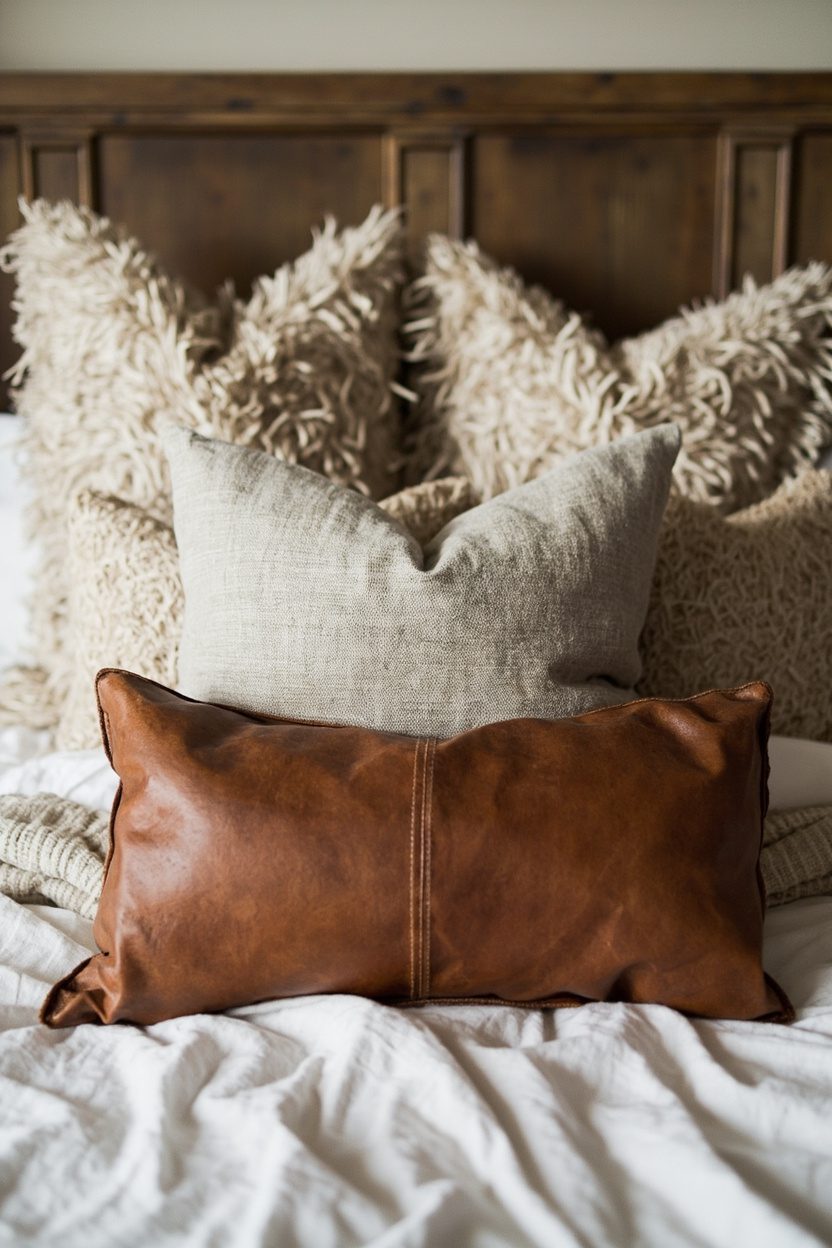 Mix of Flax and Leather Pillows