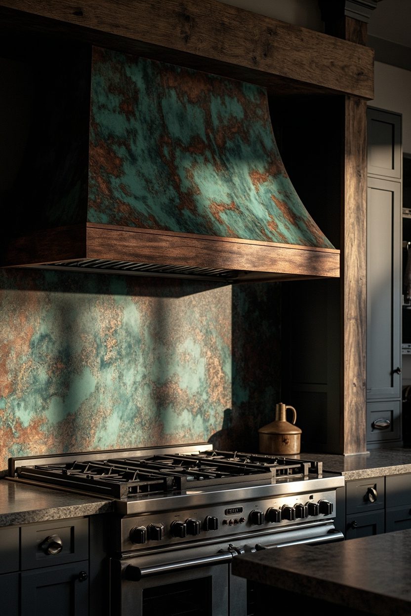 Patinaed Copper Range Hood
