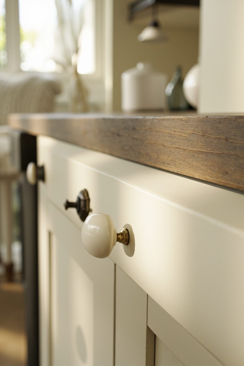Porcelain Knobs in Soft Cream