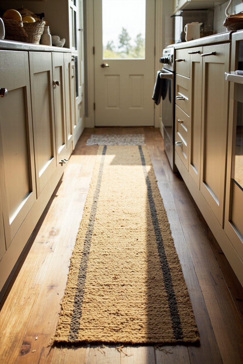 Slim runner in jute stripe