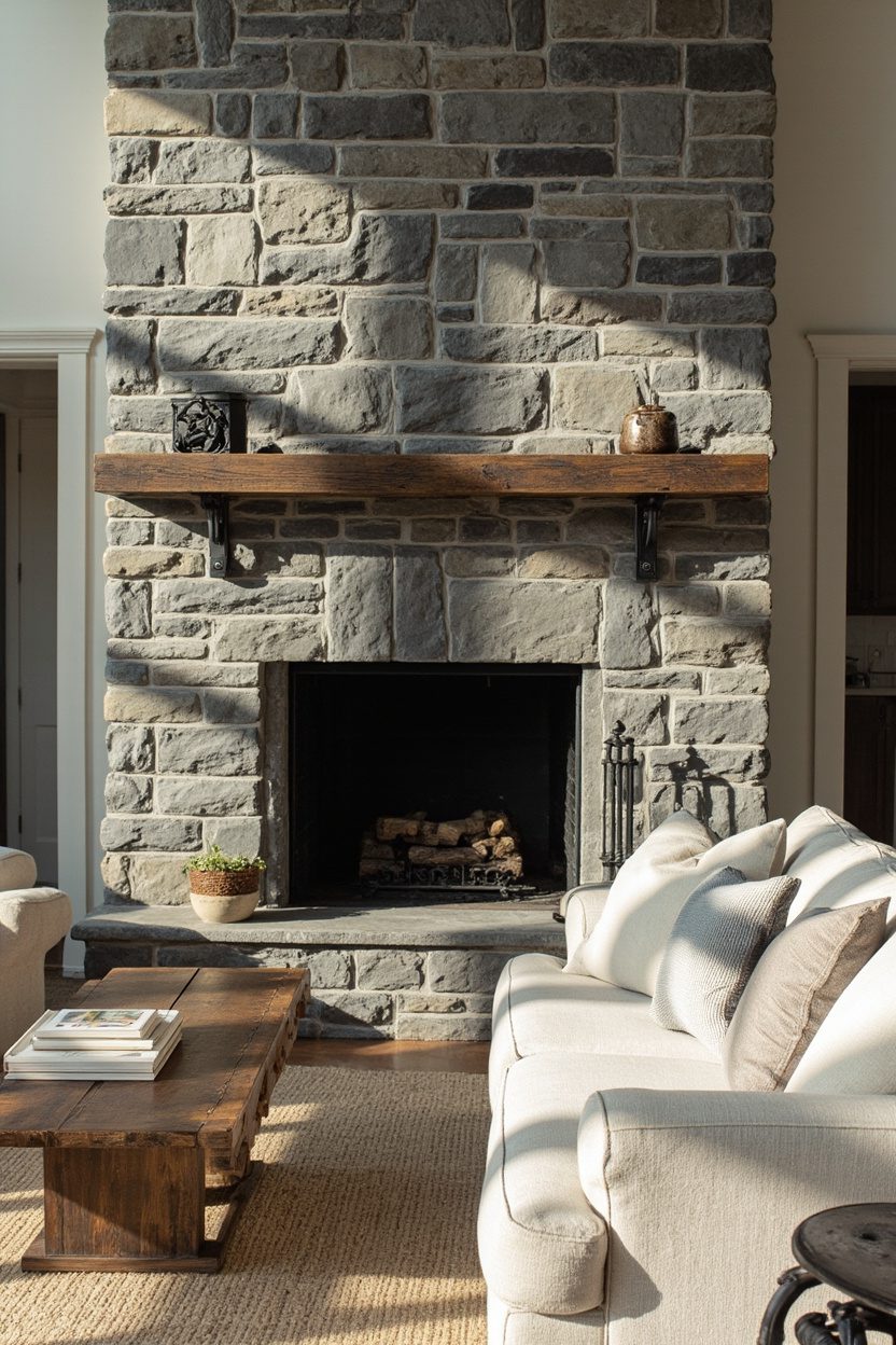 Stone Gray Fireplace