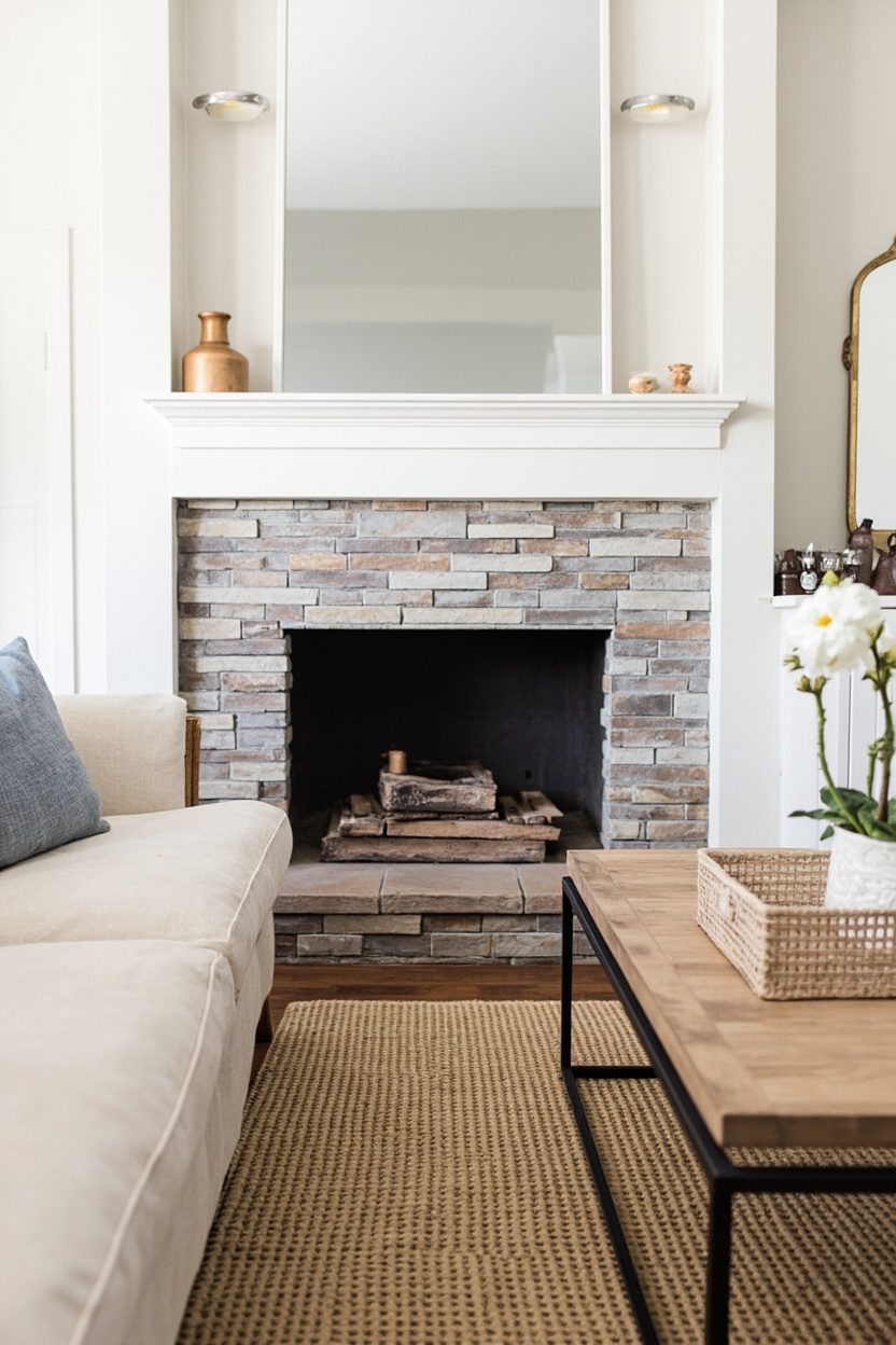 Stone-Look Peel‑and‑Stick Fireplace