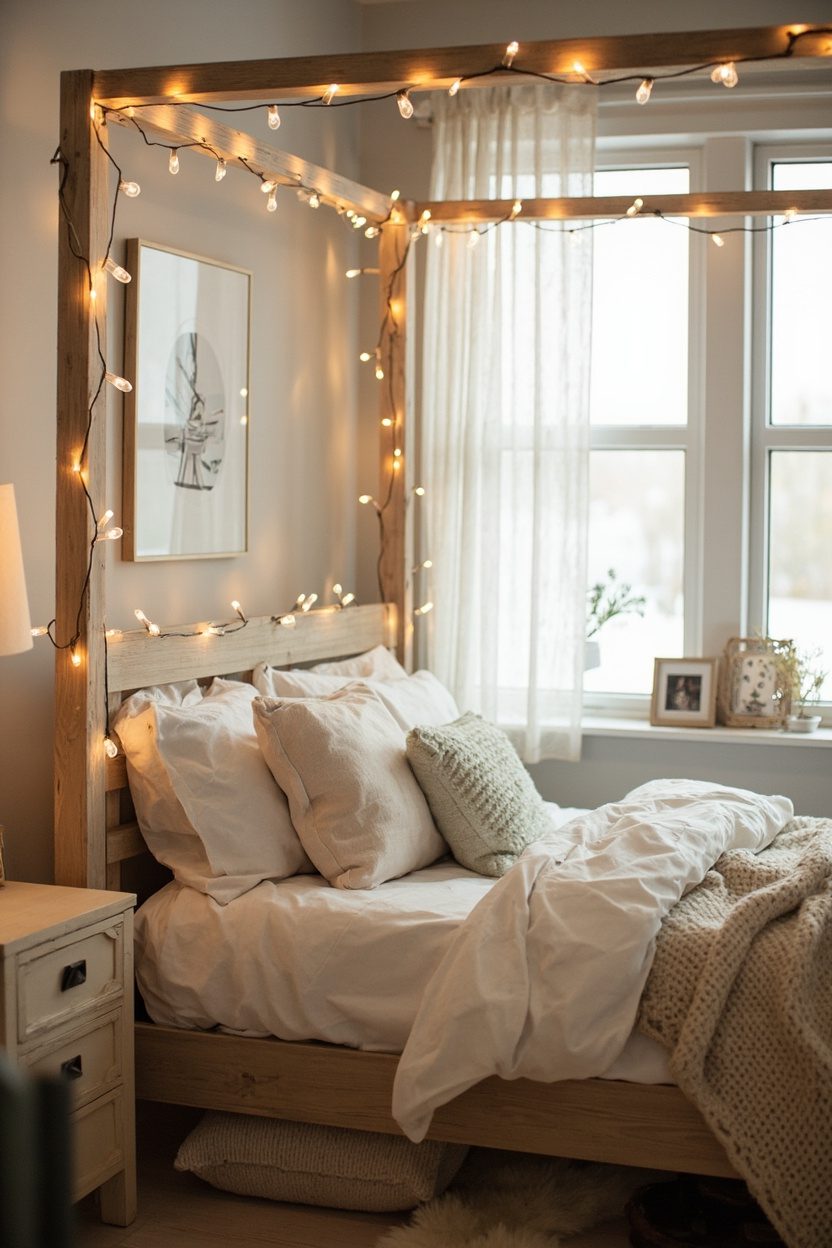 String Lights over Canopy Frame