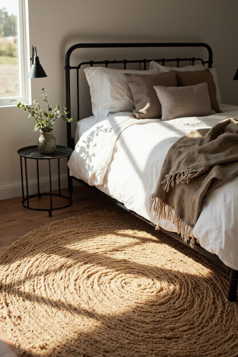 Textured Jute Rugs, Black Accents