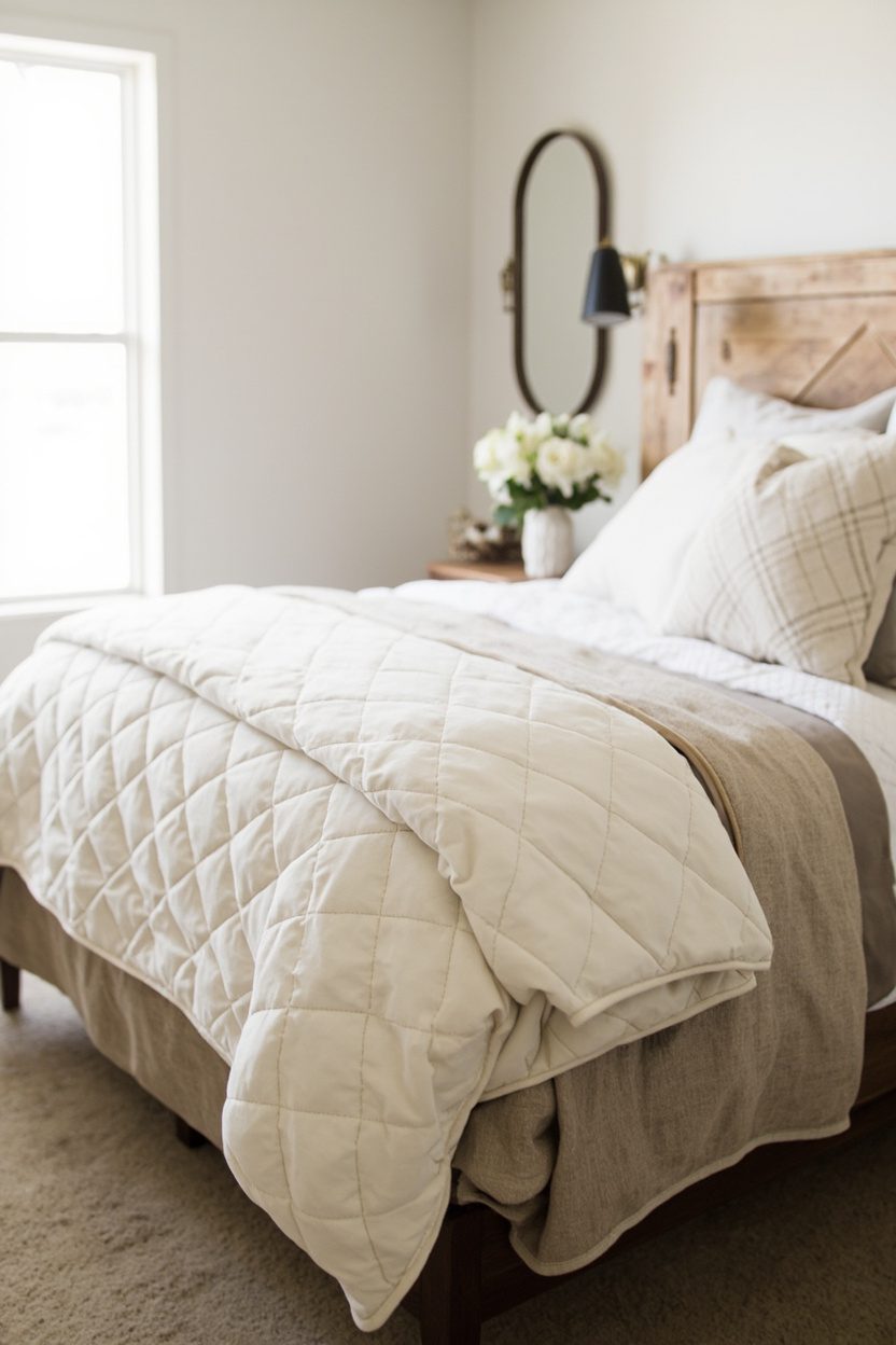 Textured Neutrals With Quilted Coverlet
