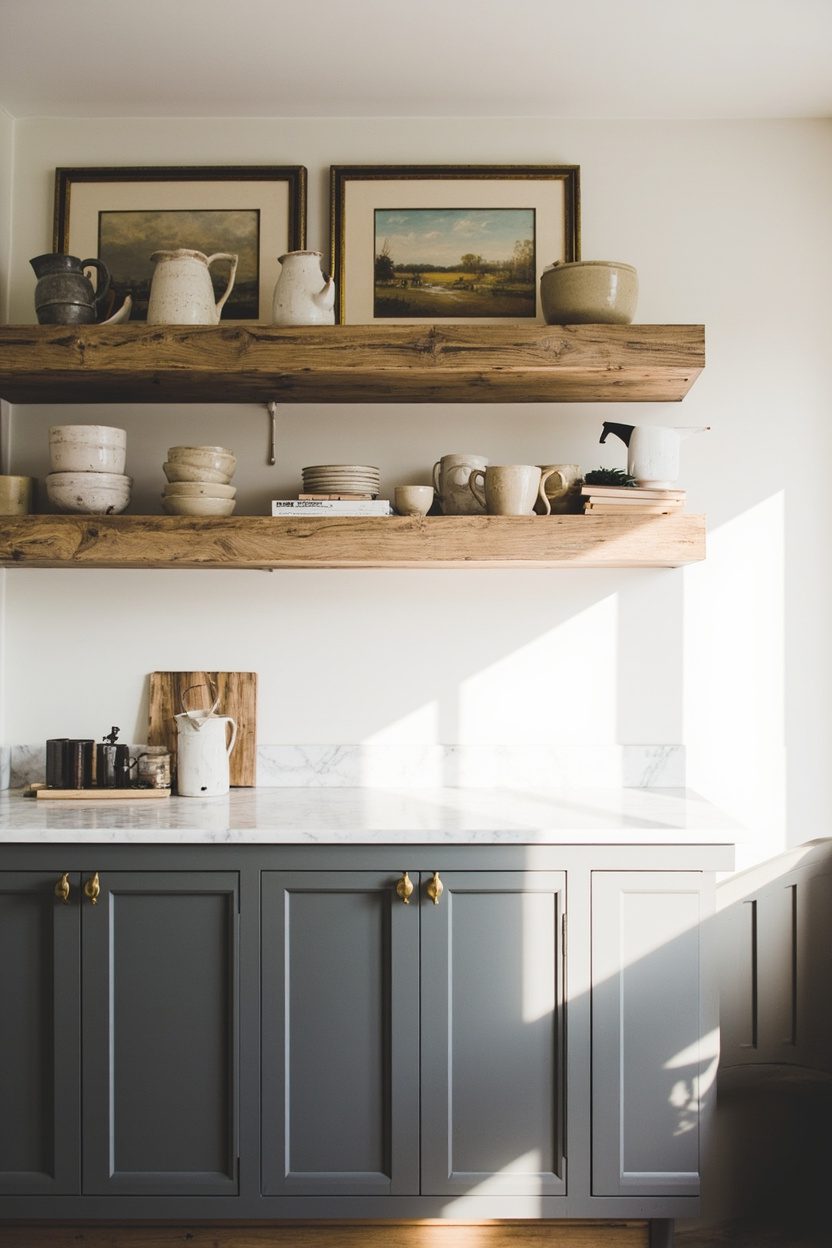 Vintage art and crockery display