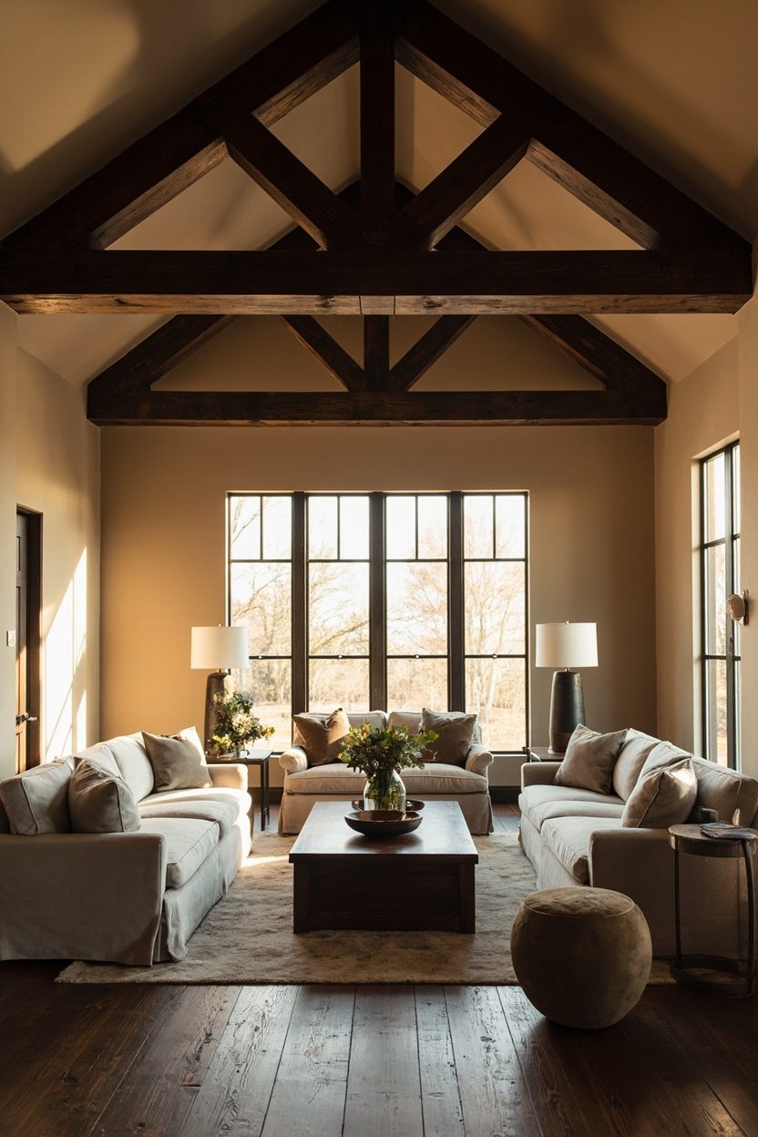 Warm Taupe Walls, Dark Timber