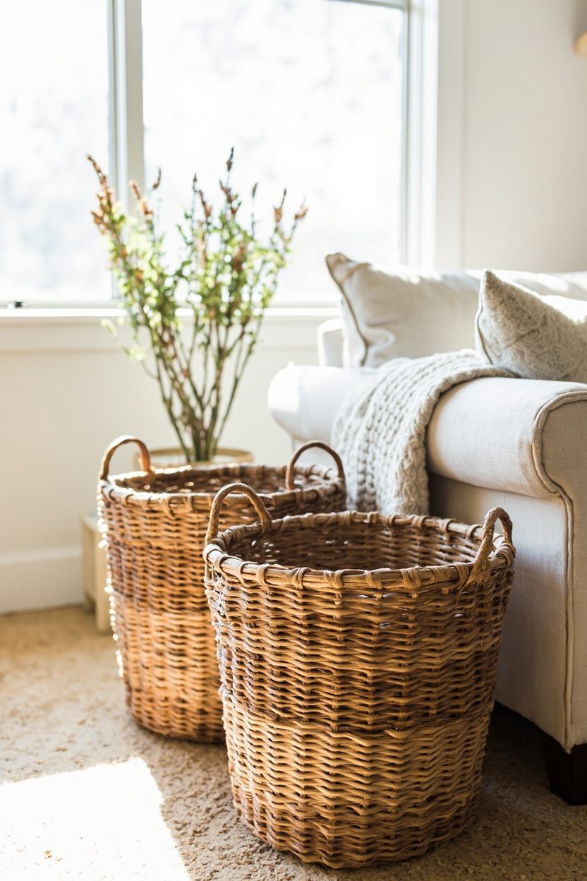 Woven Baskets as Side Tables