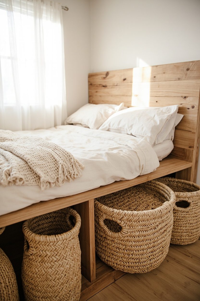 Woven baskets for renter-friendly order